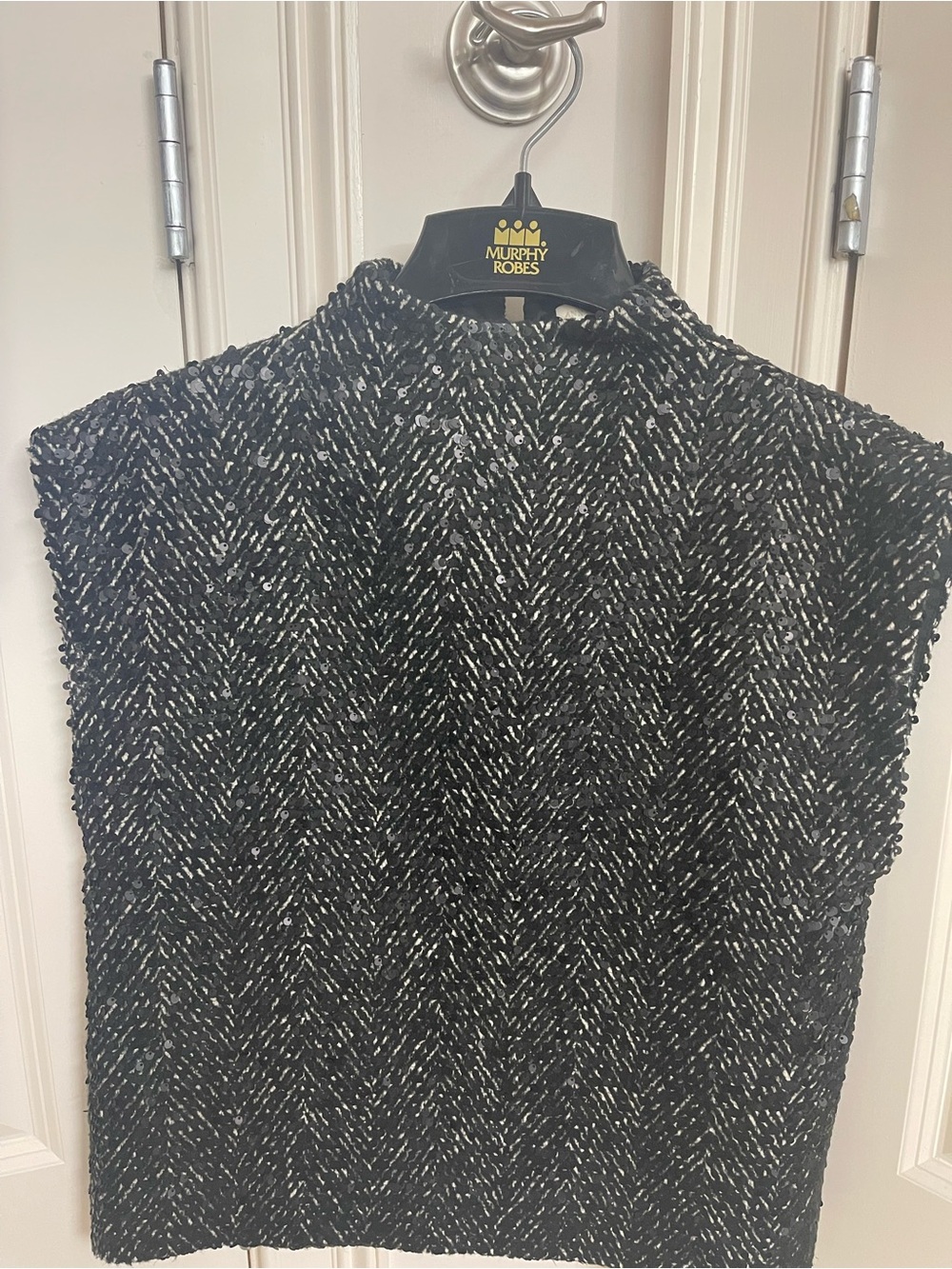 ANN MASHBURN Black and White Tweed Top